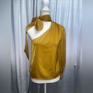 Sunday In Brooklyn Size XS Gold One Shoulder Blouse Top Evening Cocktail Party